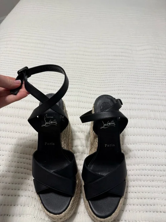 NWOT Christian Louboutin Wedge Espadrille Sandals with Ankle Strap - Picture 6 of 14